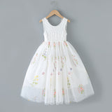 White Flower Girl Lace Dress. Embroidered Girls Lace Dress. Spring Summer Lace Dress Tulle Skirt Dress