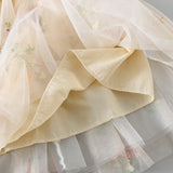 Champagne Blossom Flower Girl Lace Dress. Embroidered Girls Lace Dress. Spring Summer Lace Dress detail