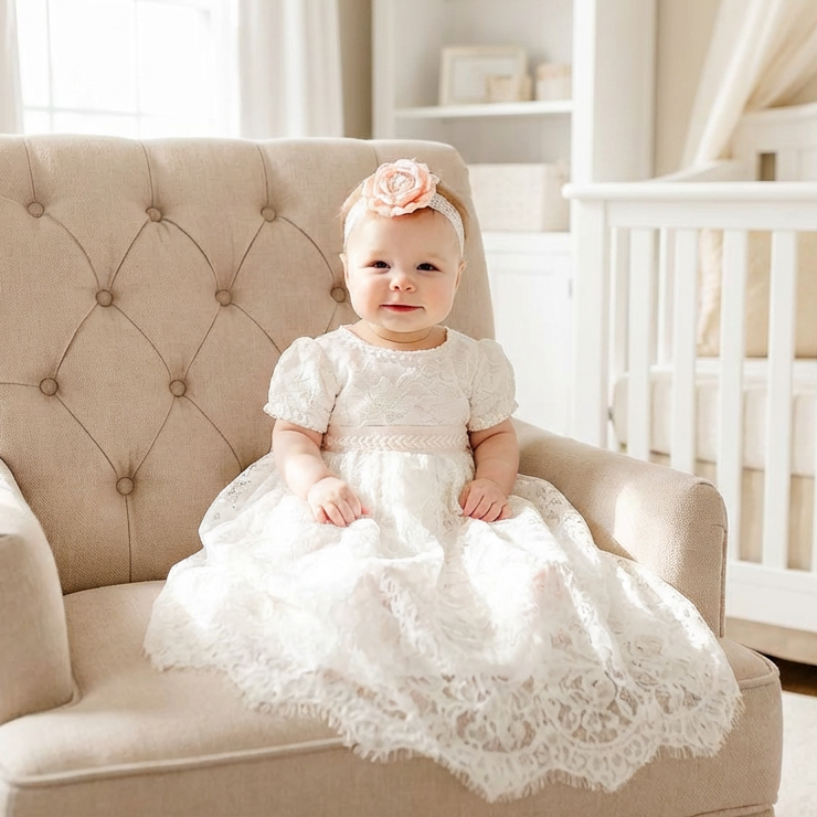 Nicolette's Couture The Eve Christening Gown for Female - White