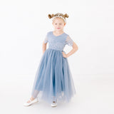 Madeline Dusty Blue Flower Girl Lace Dress
