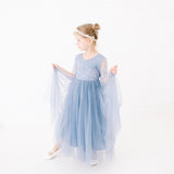 Madeline Dusty Blue Flower Girl Lace Dress for Weddings, Birthdays and Special Events