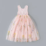 Pink Blossom Embroidered Flower Girl Lace Dress