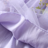 Purple Flower Girl Lace Dress. Embroidered Girls Tulle Skirt Detail