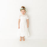White Short Sleeve Flower Girl Lace Dress