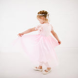 Bubblegum Pink Lace Dress with Tender Cozy Lace Top and Tulle Skirt