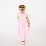 Bubblegum Pink Lace Dress with Tender Cozy Lace Top and Tulle Skirt