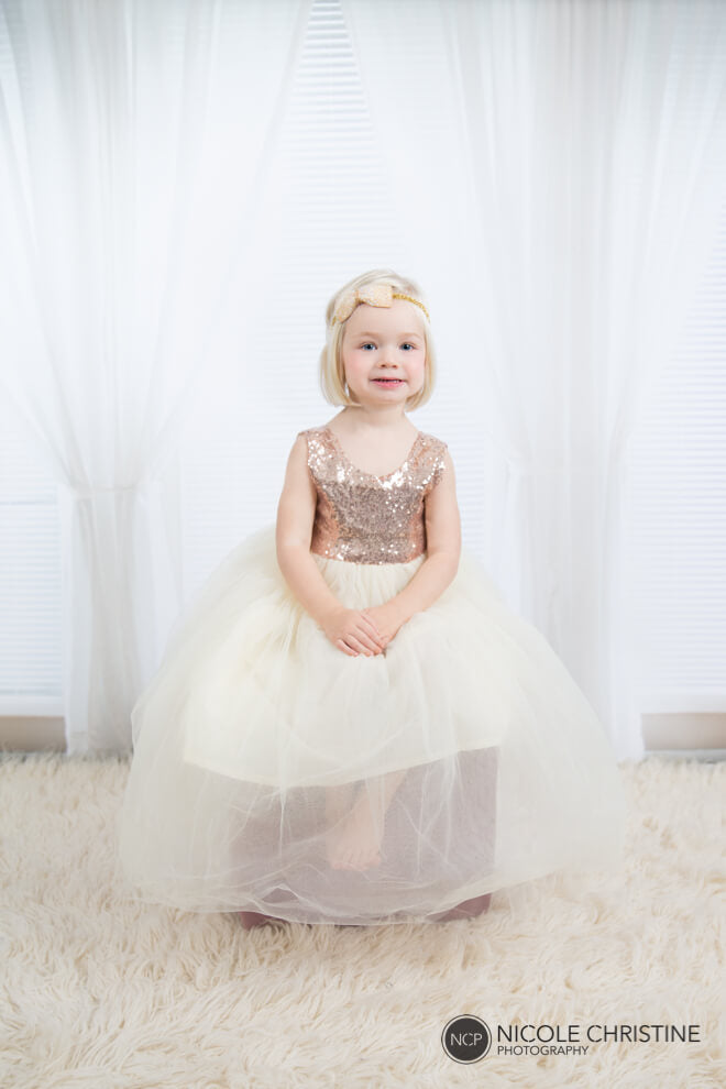 The Dana Rose Gold Flower Girl Dress  Nicolette's Couture