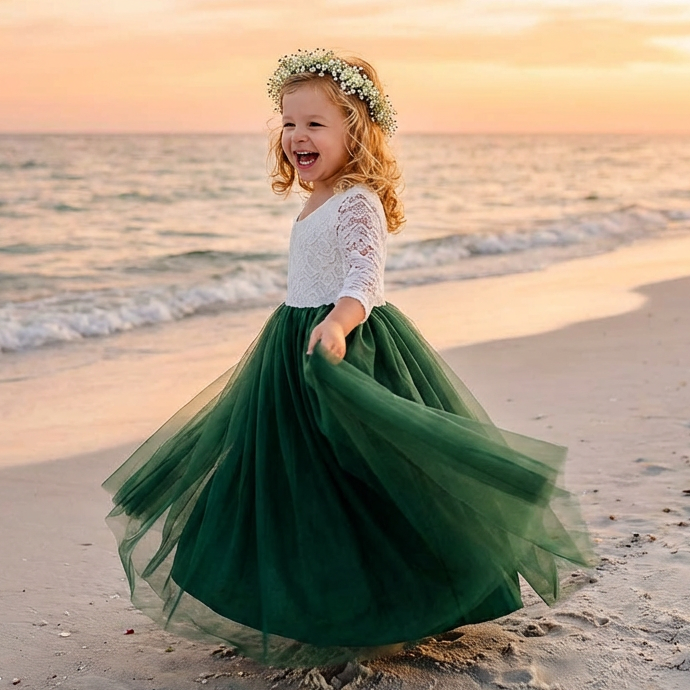 The Jocelyn Hunter Green Flower Girl Dress – Nicolette's Couture
