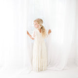 Ivory Zoey Long White Lace Dress. Long Ivory White Flower Girl Lace Dress for Special Events