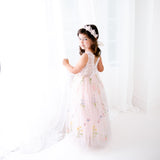 Pink Blossom Embroidered Flower Girl Lace Dress