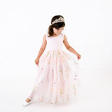 Pink Blossom Embroidered Flower Girl Lace Dress