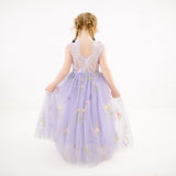 Purple Blossom Flower Girl Lace Dress. Embroidered Girls Lace Dress. Spring Summer Tender ad Cozy Violet Lace Dress Tulle Skirt Dress