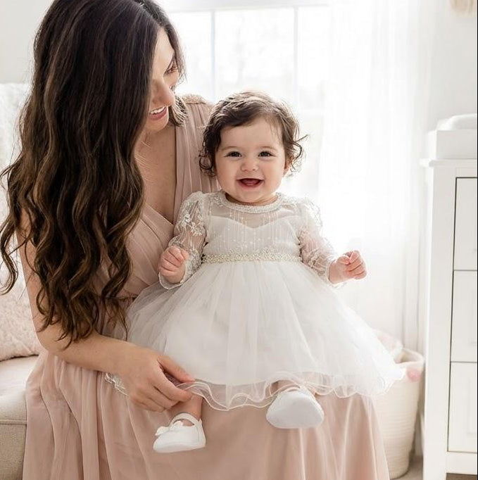 son and daughter リネンセットアップ The Sarah Girl Christening Gown Dress – Nicolette's Couture