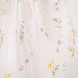 White Sleeveless Embroidered Flower Girl Lace Dress Embroidered Tulle Skirt Overlay