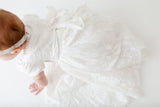 Eve Christening Gown. White Lace Baby Baptism Dress