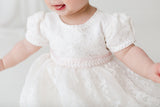 Eve Christening Gown. White Lace Baby Baptism Dress