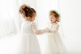 Tyra Dress. Christening gown dresses. Long white lace dress for Baptism and Special Events