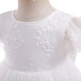 Baptism Christening Gown Long Lace Dress. Long White Flower Girl Lace Dress