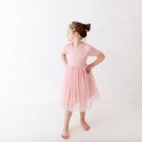 Poudre Rose Flower Girls Lace Dress . Flower Girl Lace Tulle Dress