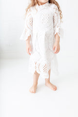 Iris Dress. Iris Unique White Flower Girl Lace