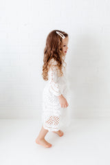 Flower Girls White Lace Hand Embroidered Lace Dress