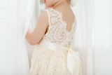 Ivory White Summer Flower Girl Lace Dress for Weddings and Special Event, Birthdays, Summer Parties. Baby Girl Lace Dress