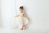 Cream White Summer Flower Girl Lace Dress for Weddings and Special Event, Birthdays, Summer Parties. Baby Girl Lace Dress