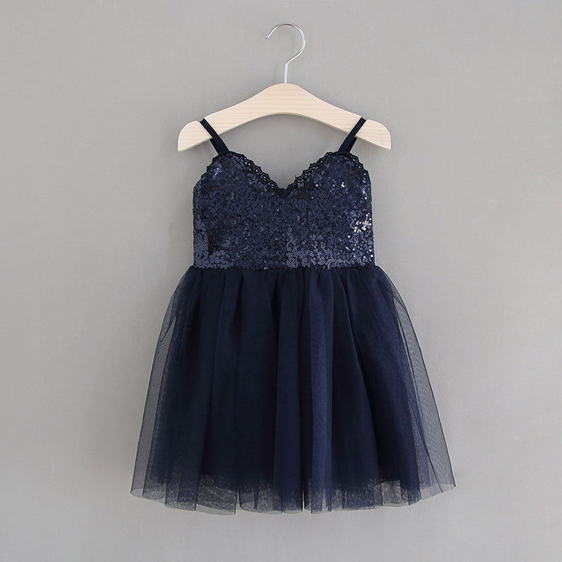 girls navy blue dress White & Flower Girl Your little girl will want to play dress Nicolette's Couture Female Navy Sequin
