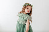 The Sienna Sage Green Boho Flower Girl Lace Dress