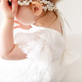 Baptism Christening Gown Long Lace Dress. Long White Flower Girl Lace Dress