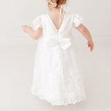 Baptism Christening Gown Long Lace Dress. Long White Flower Girl Lace Dress