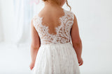 White Ophelia Flower Baby Girl Lace Dress. Sleeveless Girls Baby Girls Lace Dress