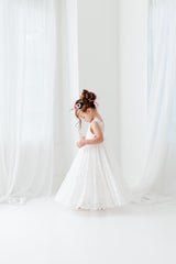 White Ophelia Flower Baby Girl Lace Dress. Sleeveless Girls Baby Girls Lace Dress