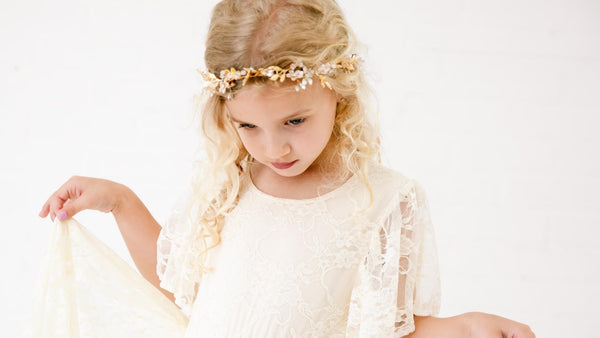 Wedding Etiquette Explained: Who Buys the Flower Girl Dress? Zoey Ivory Flower Girl Lace Dress