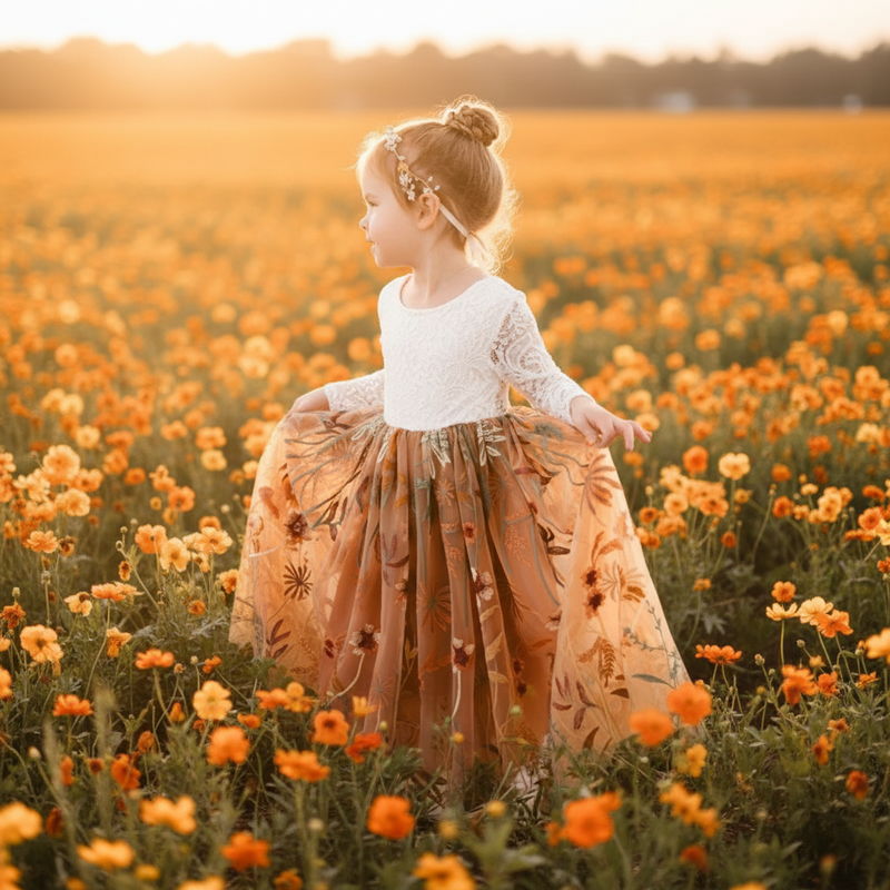 Aurora Burnt Orange Flower Girl Dress – Nicolette's Couture