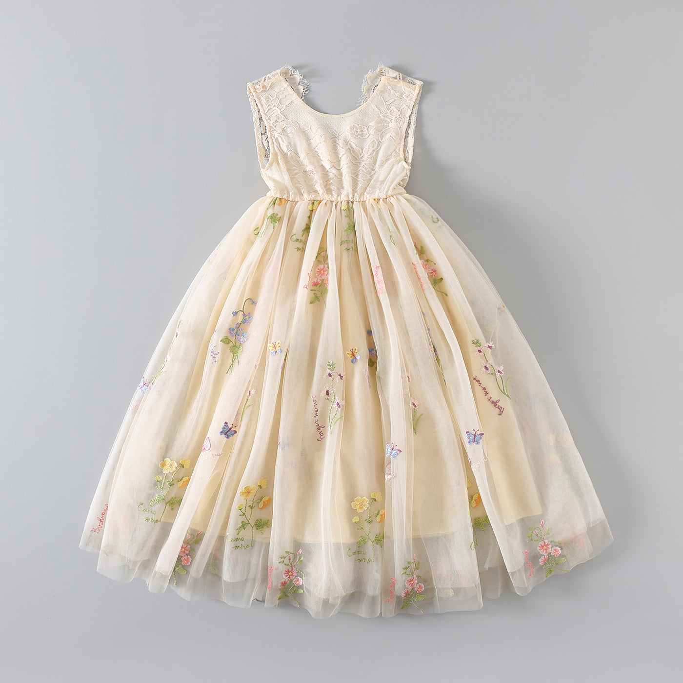 Blossom Embroidered Girls Lace Dress - Nicolette's Couture