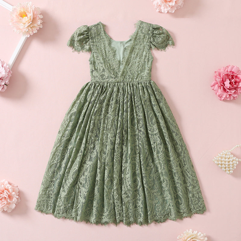 Susanne Lively Baby / Toddler Girls Spring Green Dress - White Collar