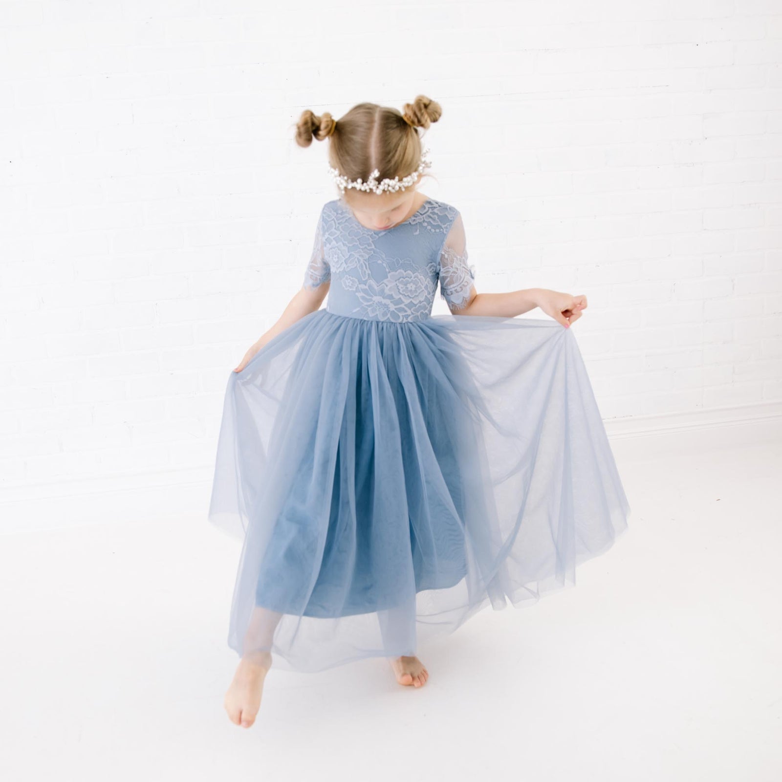 Madeline Flower Girl Dress in Dusty Blue Nicolette Couture Nicolette's Couture Madeline Flower Girl Dress in Dusty Blue Nicolette Couture Nicolette's Couture