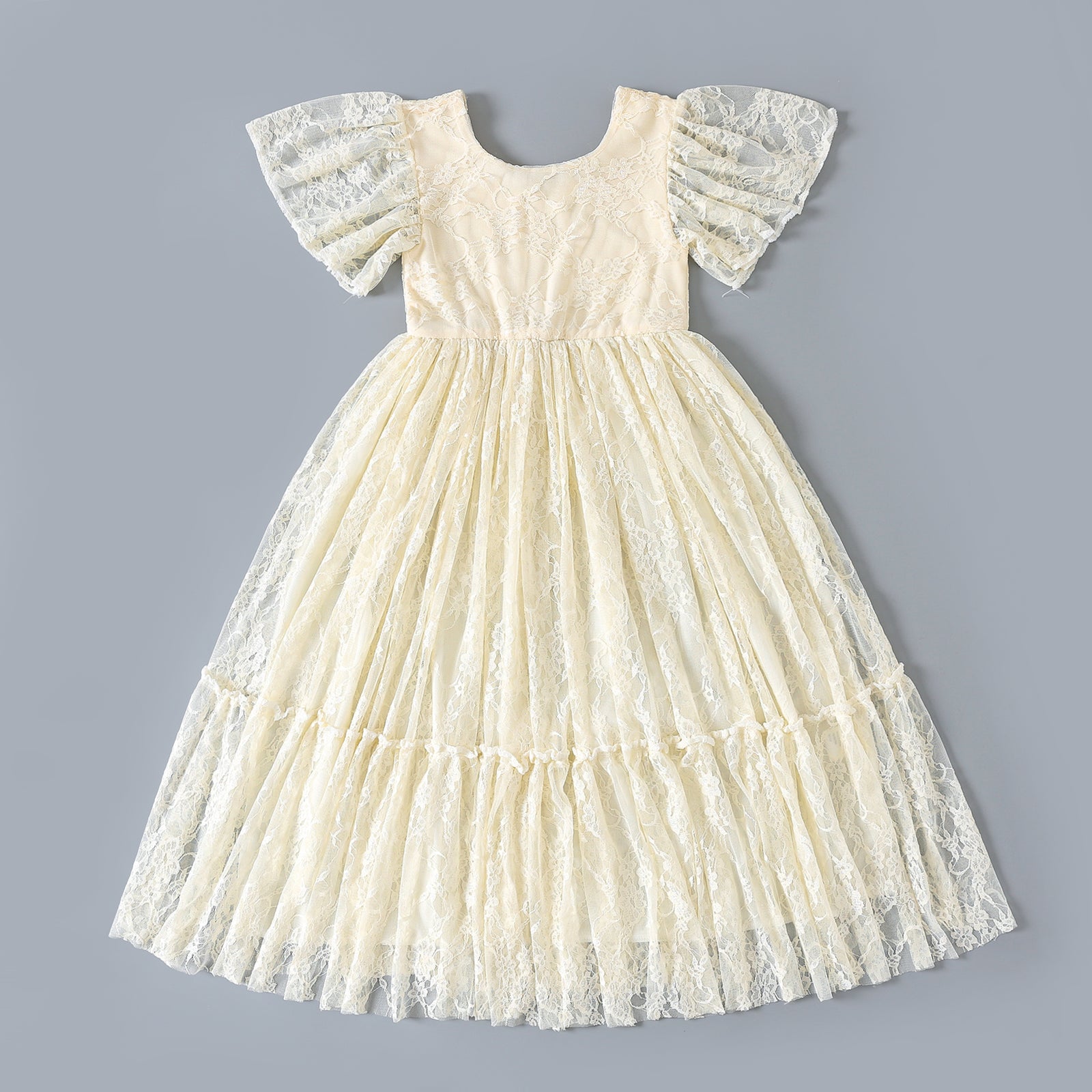 The Zoey Butterfly Sleeves Girls Lace Dress – Nicolette's