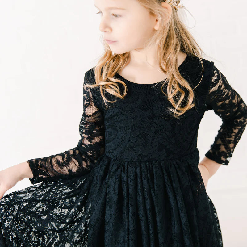 Nicolette's Couture Girls' Black Paisley Lace Dress, 2T Nicolette's Couture Girls' Black Paisley Lace Dress, 2T