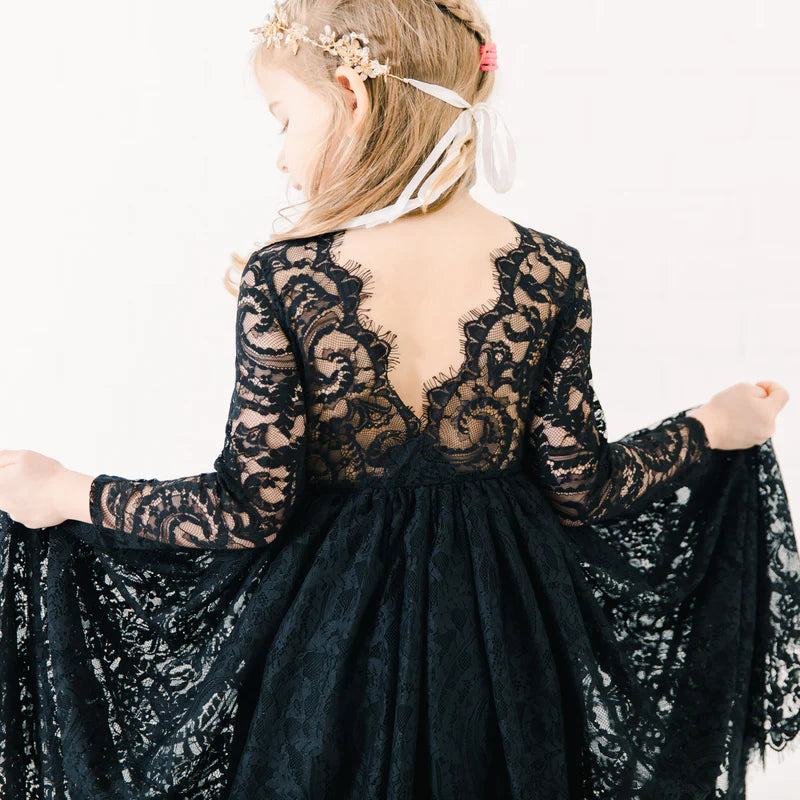 Nicolette's Couture Girls' Black Paisley Lace Dress, 2T Nicolette's Couture Girls' Black Paisley Lace Dress, 2T
