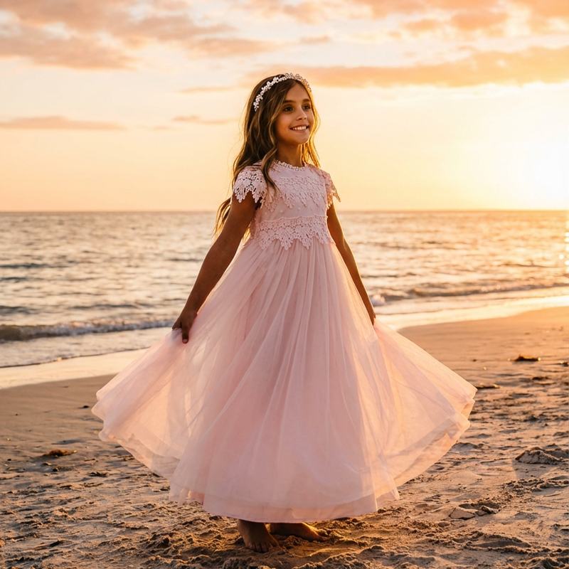 Blush Pink Sienna A-line Flower Dress Nicolette's Couture Blush Pink Sienna A-line Flower Dress Nicolette's Couture