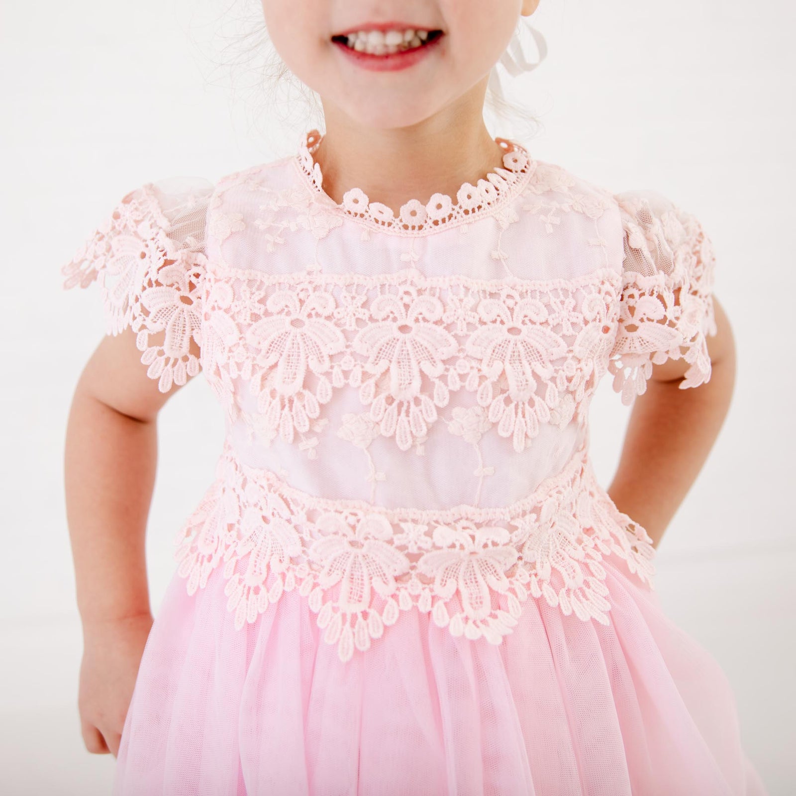 Nicolette's Couture Bubble Gum Pink Floral Lace Dress for Girls, 3T