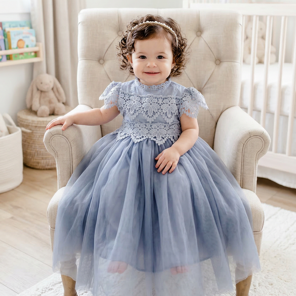 Silver Gray Sienna Flower Girl Lace Dress – Nicolette's Couture