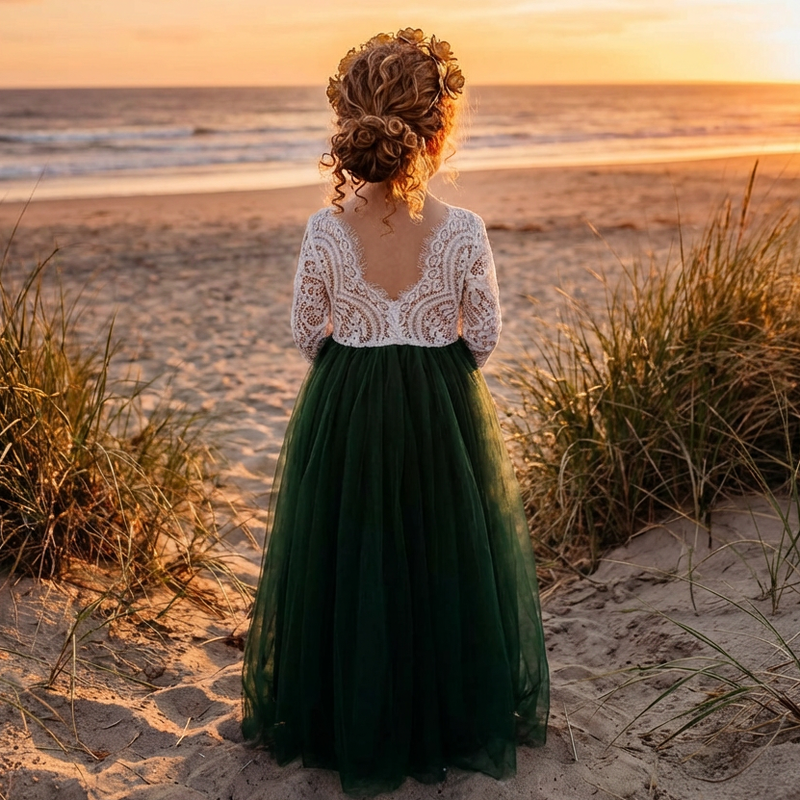 The Jocelyn Hunter Green Flower Girl Dress Nicolette's Couture The Jocelyn Hunter Green Flower Girl Dress Nicolette's Couture