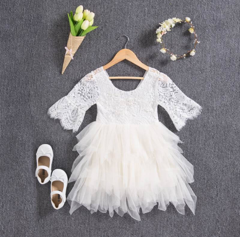 Nicolette's Couture Ivory Applique Bodice Dress for Female, 4T Nicolette's Couture Ivory Applique Bodice Dress for Female, 4T