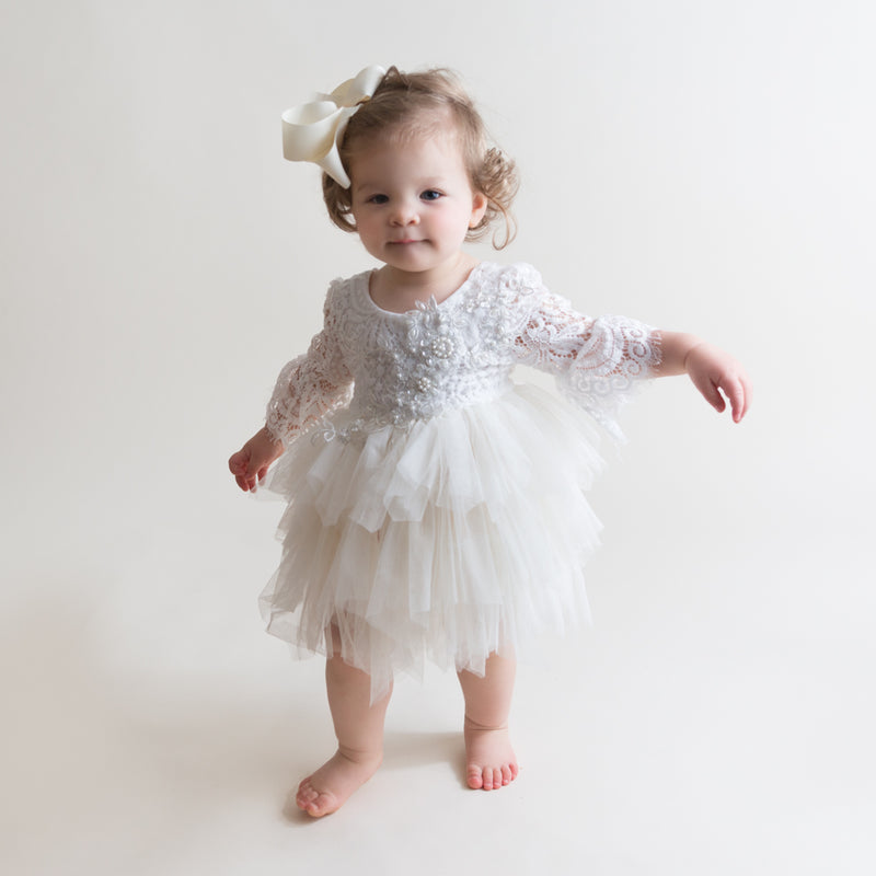 Nicolette's Couture Ivory Applique Bodice Dress for Female, 4T Nicolette's Couture Ivory Applique Bodice Dress for Female, 4T