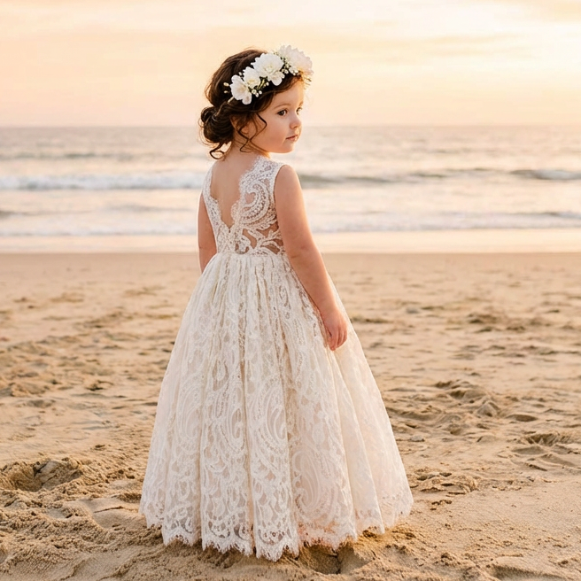 flower girl dresses ivory Nicolette's Couture Lace Dress for Women, 2T Darcy Dress – Diane Size:L - 12 A Soft and Magical Floral Prom Dresses