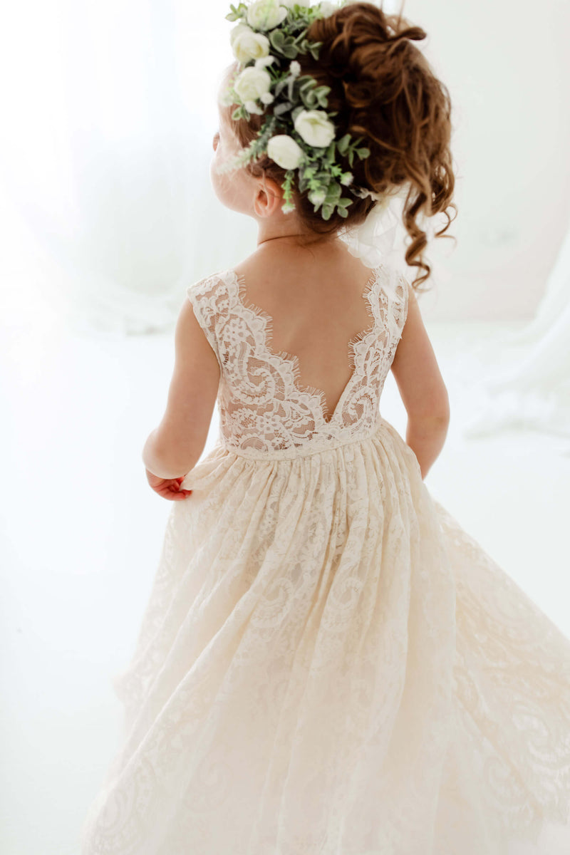 The Ophelia Flower Girl Dress in Ivory Nicolette's Couture The Ophelia Flower Girl Dress in Ivory Nicolette's Couture