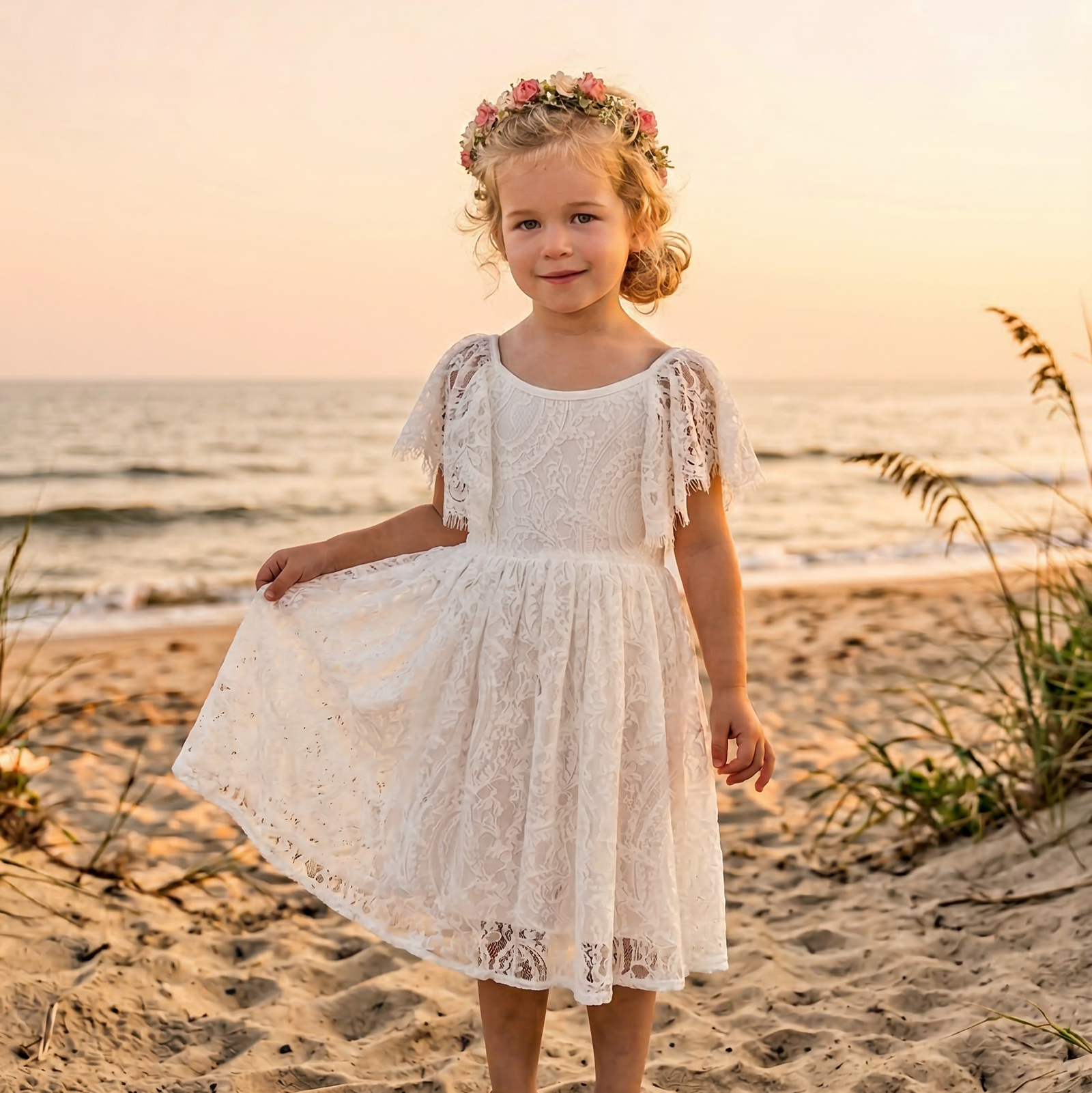 The Ivy Boho Flower Girl Lace Dress – Nicolette's Couture
